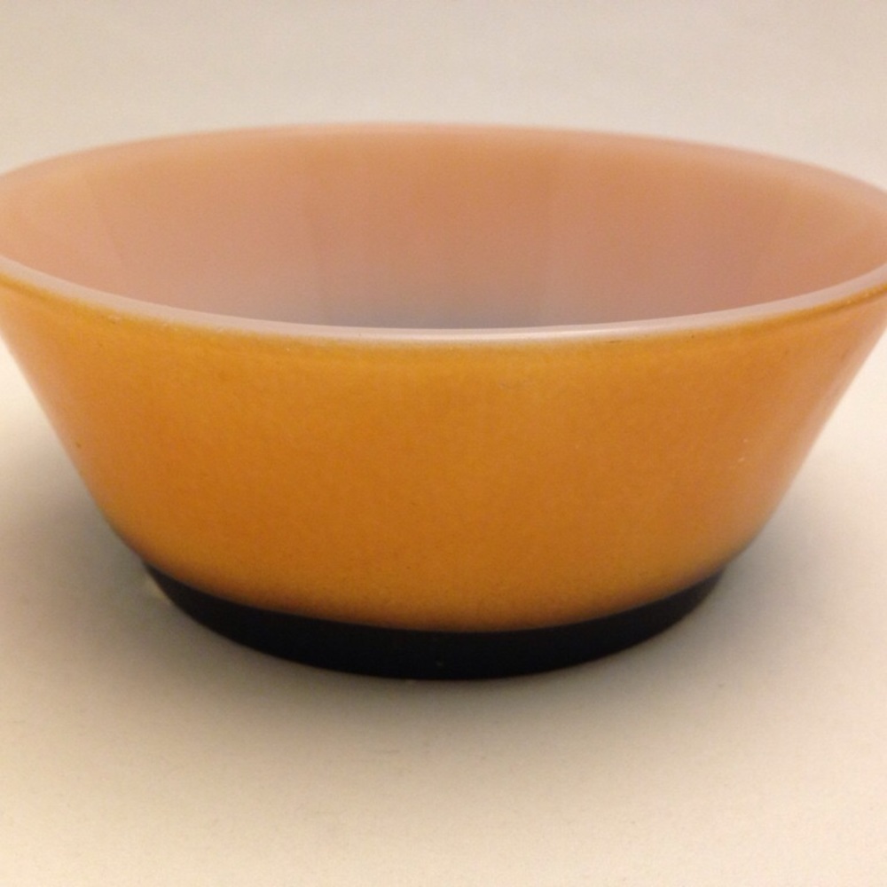 Anchor Hocking Fire King Fired-On Orange & Black Milk Glass 5" Chili/Soup Bowl